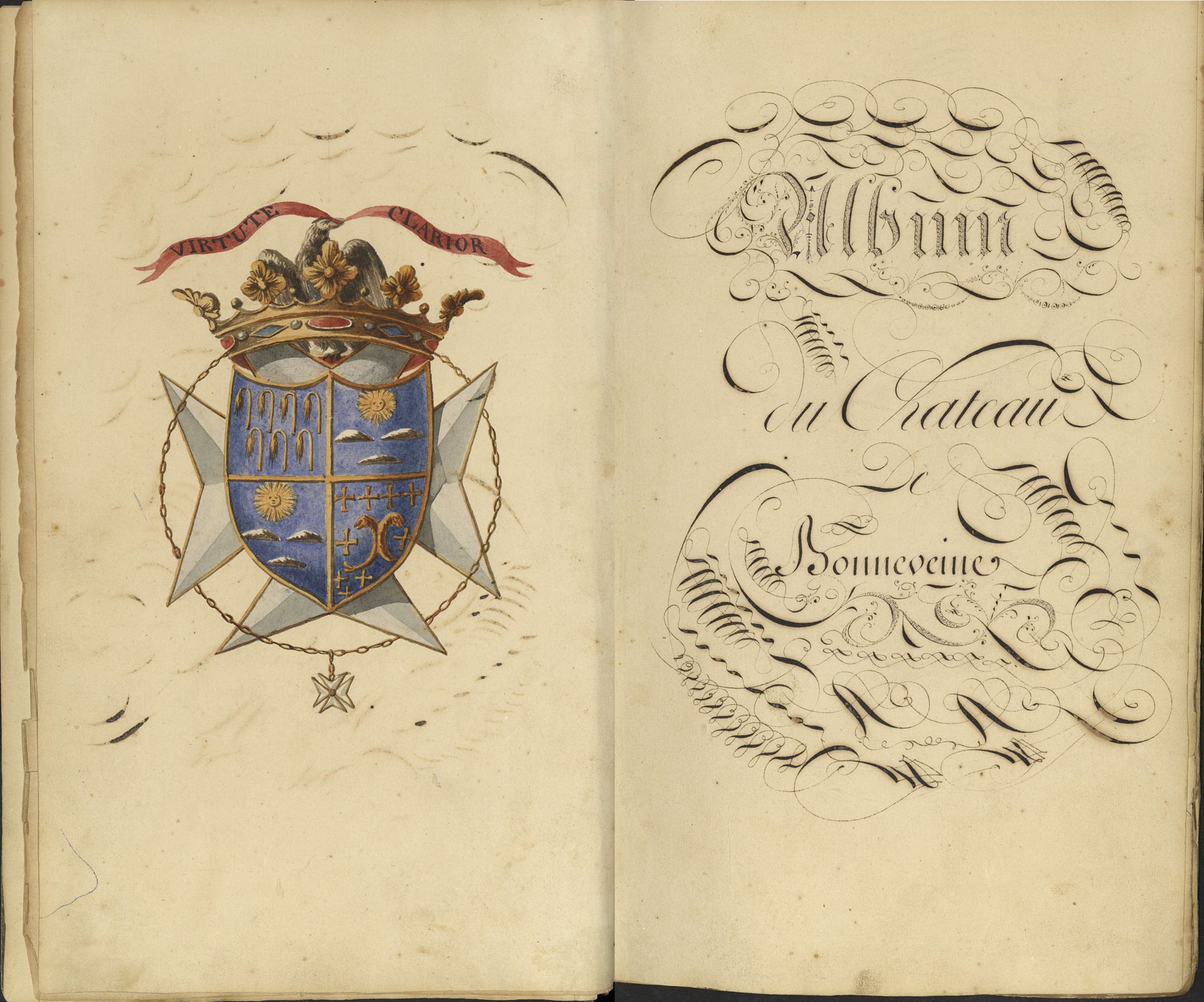 Dans le livre d'or, le blason de la famille Panisse-Passis, en face de la page-titre